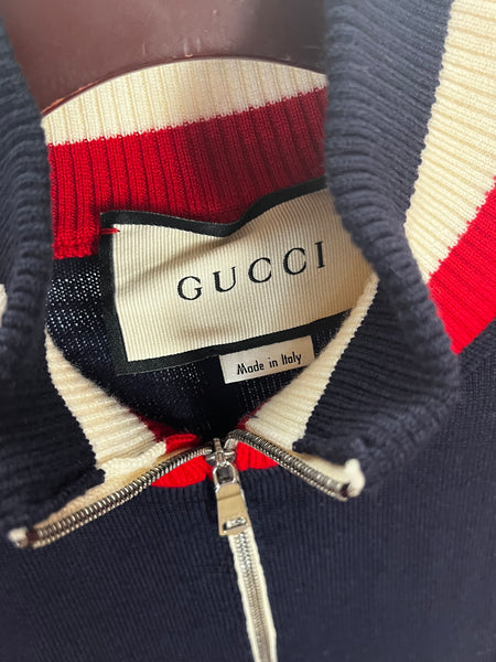 Gucci Interlocking G Logo Mock Neck Zip-Up Cardigan
