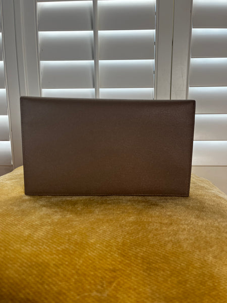 YSL Plaque Uptown Leather Clutch