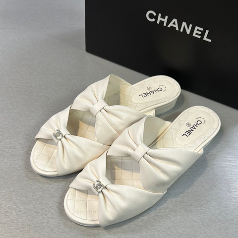 Chanel Interlocking Pearl Lambskin Sandal