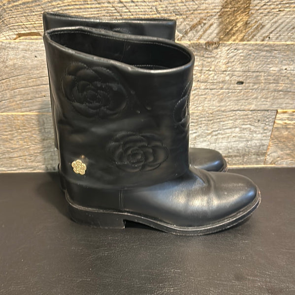 Chanel Camilla Black Leather Moto Boots