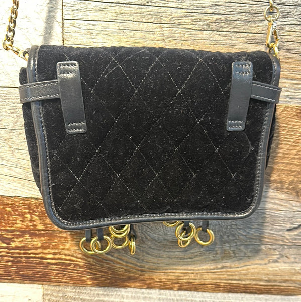 Prada Black Velvet and Leather Corsaire Chain Belt Bag