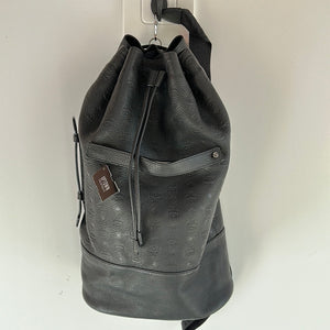 MCM Timeless Black Leather Drawstring Backpack