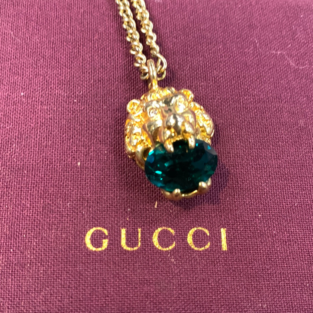 Gucci Lion Head crystal Necklace