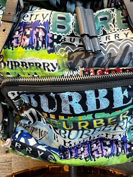 Burberry Nylon Graffiti Print Backpack