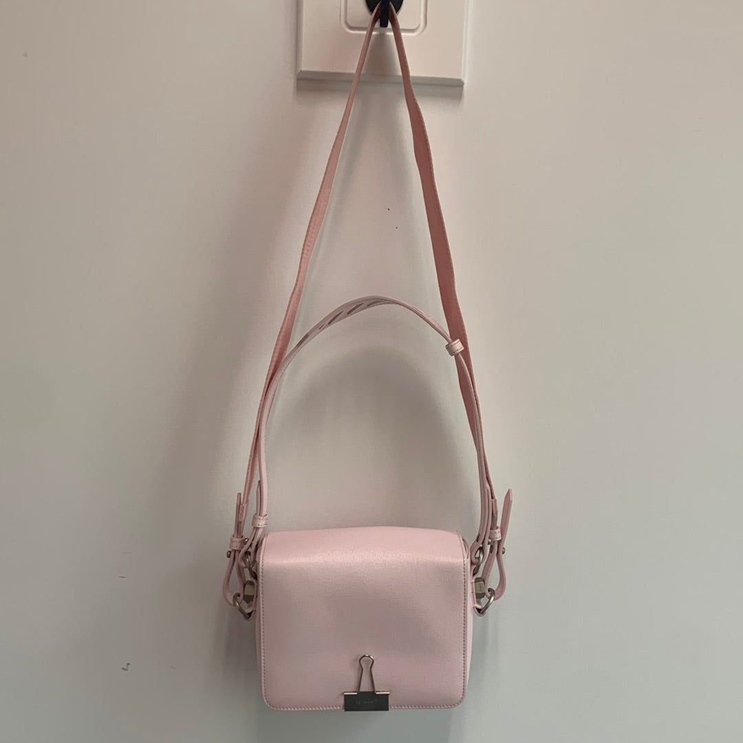 Off-white mini flap clip crossbody bag