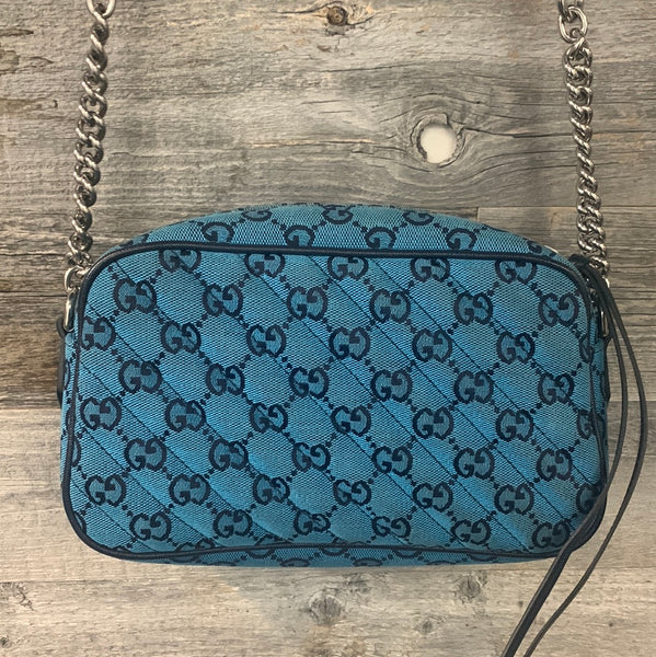 Gucci Marmont Quilted GG Canvas Crossbody Bag