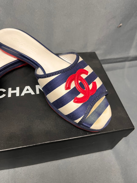 Chanel Red White & Blue CC Cruise Collection Sandals