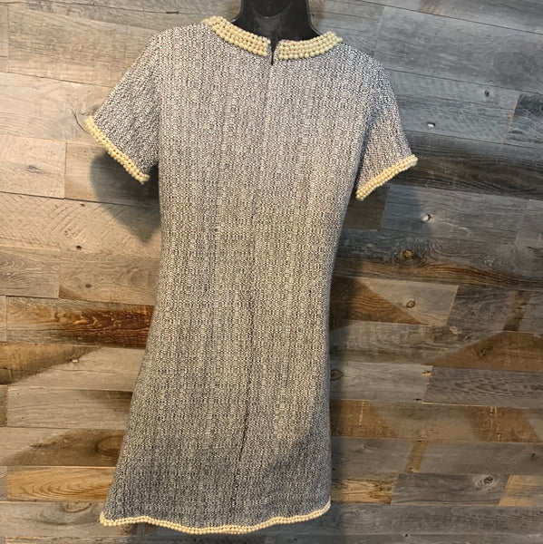 Vintage Chanel Tweed Dress with Pearl Accents