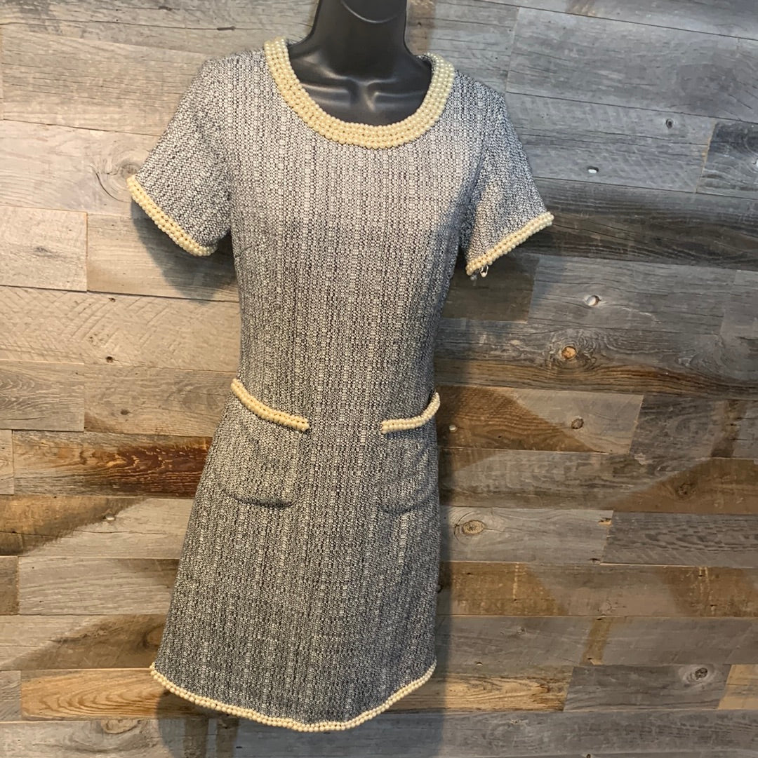 Vintage Chanel Tweed Dress with Pearl Accents