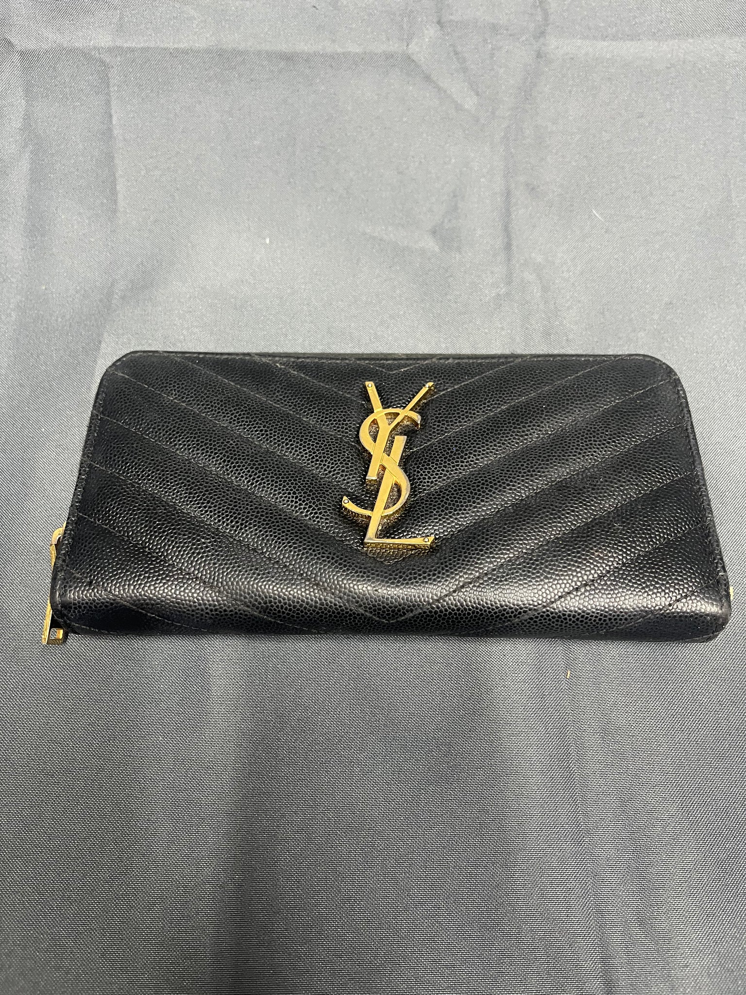 YSL Monogram Matelasse Leather Zip Around Wallet