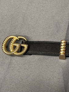 Gucci Turchon GG Marmont Black Leather Belt