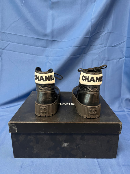 Chanel Platform Lambskin CC Hightop Boots