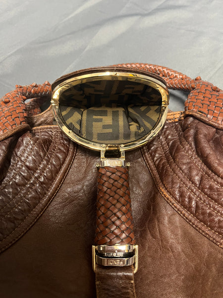 Vintage Fendi Brown Leather Spy Hobo Bag