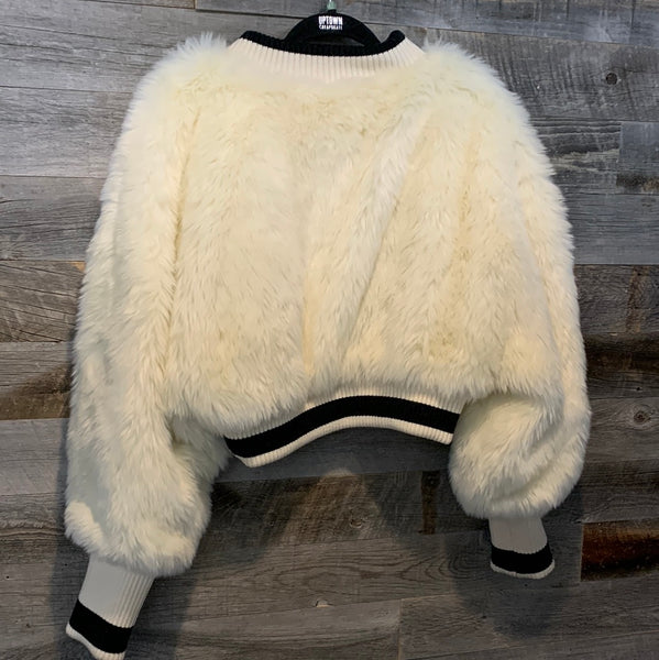 Dolce & Gabbana Cropped Faux Fur Logo Sweatshirt