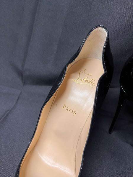Christian Louboutin ‘Hot Chick’ Black Patent Leather 100mm Pumps