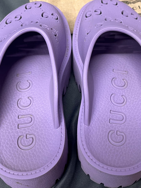 Gucci Rubber Perforated GG Platform Mules