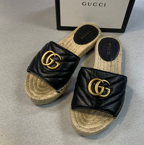 Gucci Matelasse GG Marmont Espadrille Slide